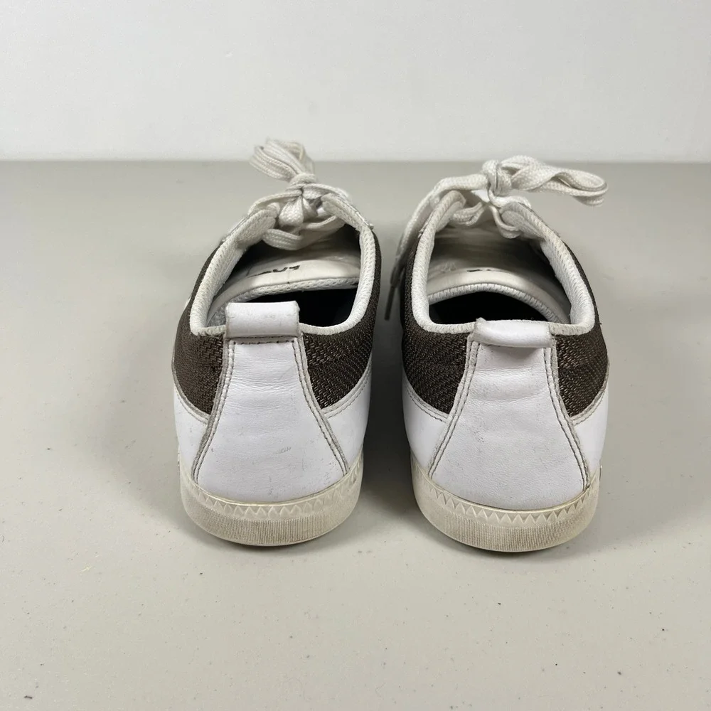 Lacoste White Brown Leather Sneakers Mens Size‎ 10.5